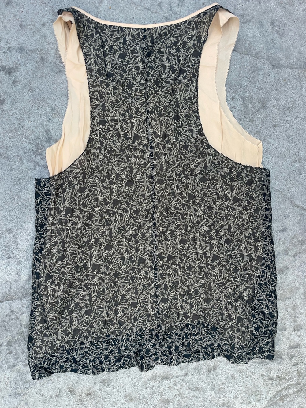 rag & bone Black Printed Tank with Cream Center Trim - Picture 7 of 8